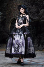 Skull Magic Gothic Lolita Top and Skirt Set in Black and Blue - image 1