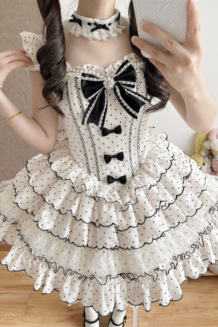Beige Polka-Dot Sweet Princess Lolita JSK Dress - image 5