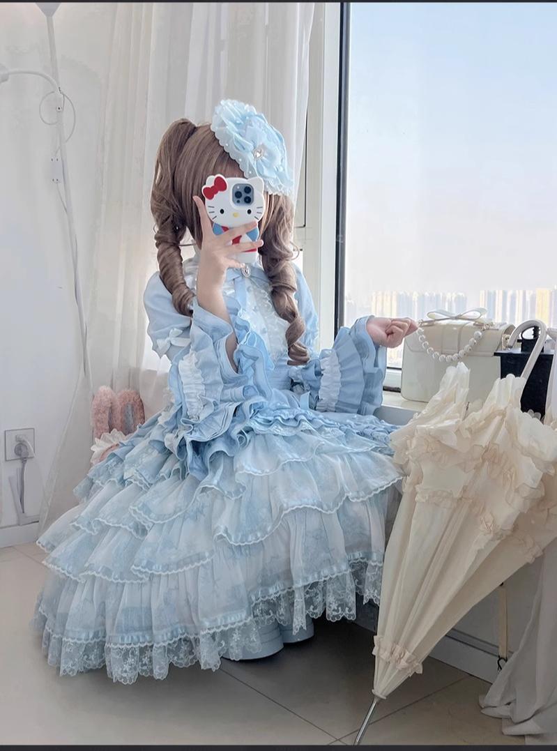 Solo Puppet Sweet Lolita OP Dress with Princess Long Sleeves - image 12