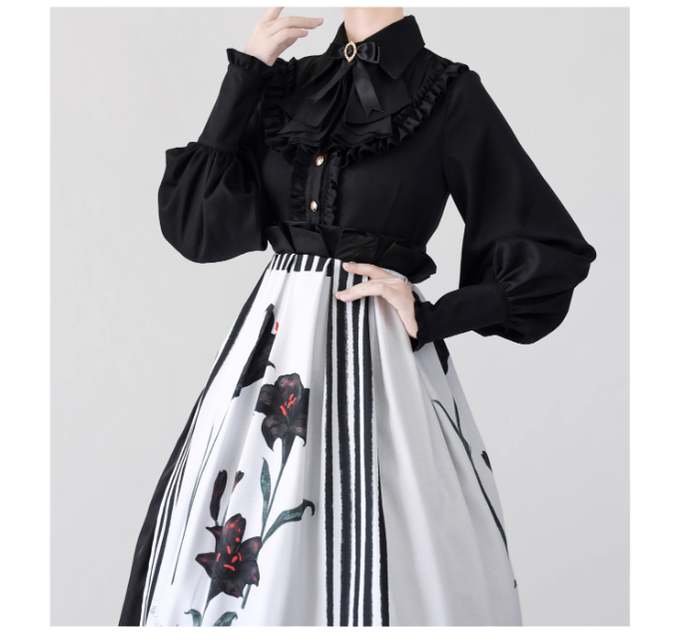 Elegant Lolita Slim Fit Mutton Sleeve Blouse - image 1