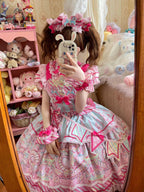 Candy Park Sweet Lolita Print Jumper Dress and Accessories - image 3