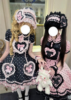 Maiden's Heart Knot - Cotton Old School Lolita Dress, Heart Polka Dot - image 16