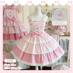 Cotton Sweet Lolita Polka Dot JSK and Salopette Dress and Accessories - image 12