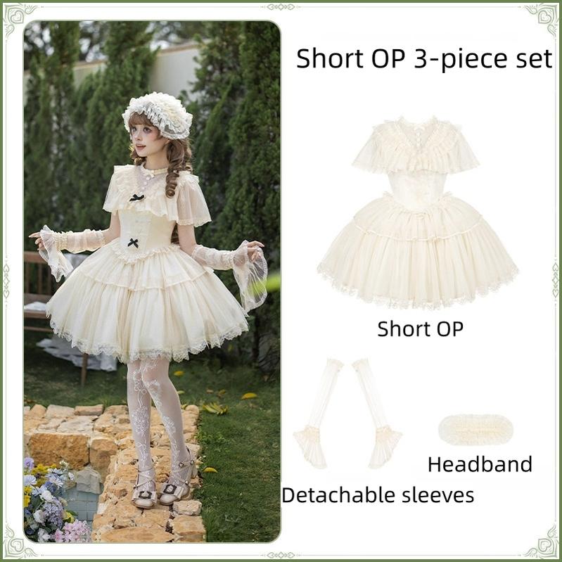 White Mist Promise - Classic Lolita Corset OP Set, Edwardian Collar & Tiered Hem - image 29