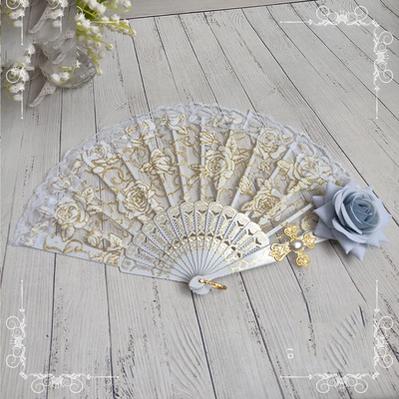 Gothic Lolita Lace Folding Fan with Rose and Sun Options - image 7