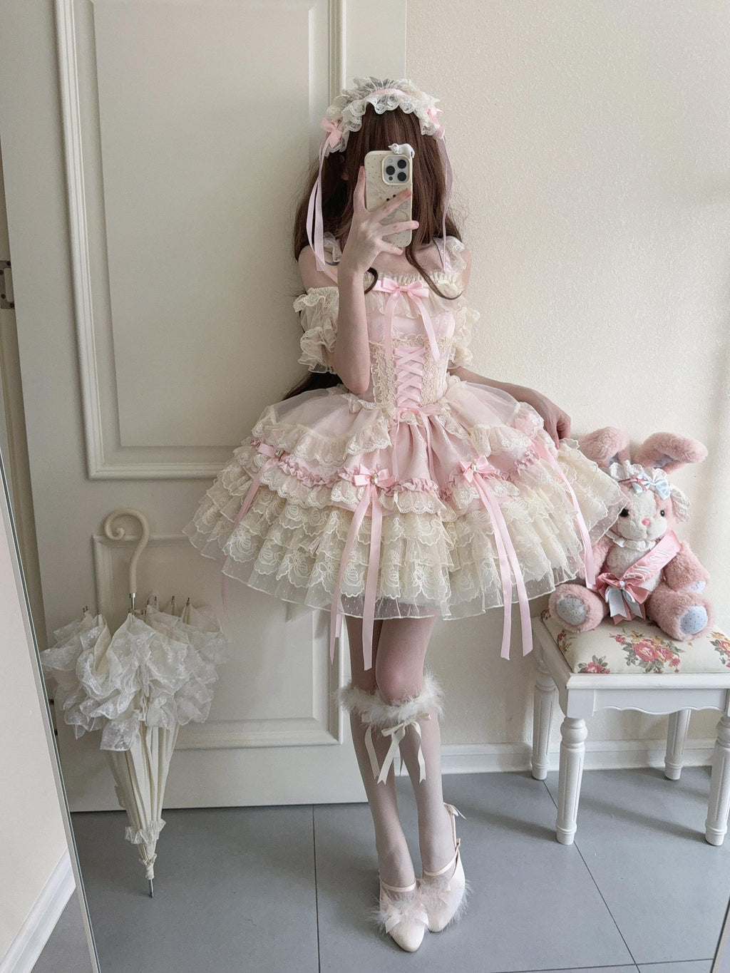 Ribbons of Love Sweet Lolita Tiered JSK Dress - image 9