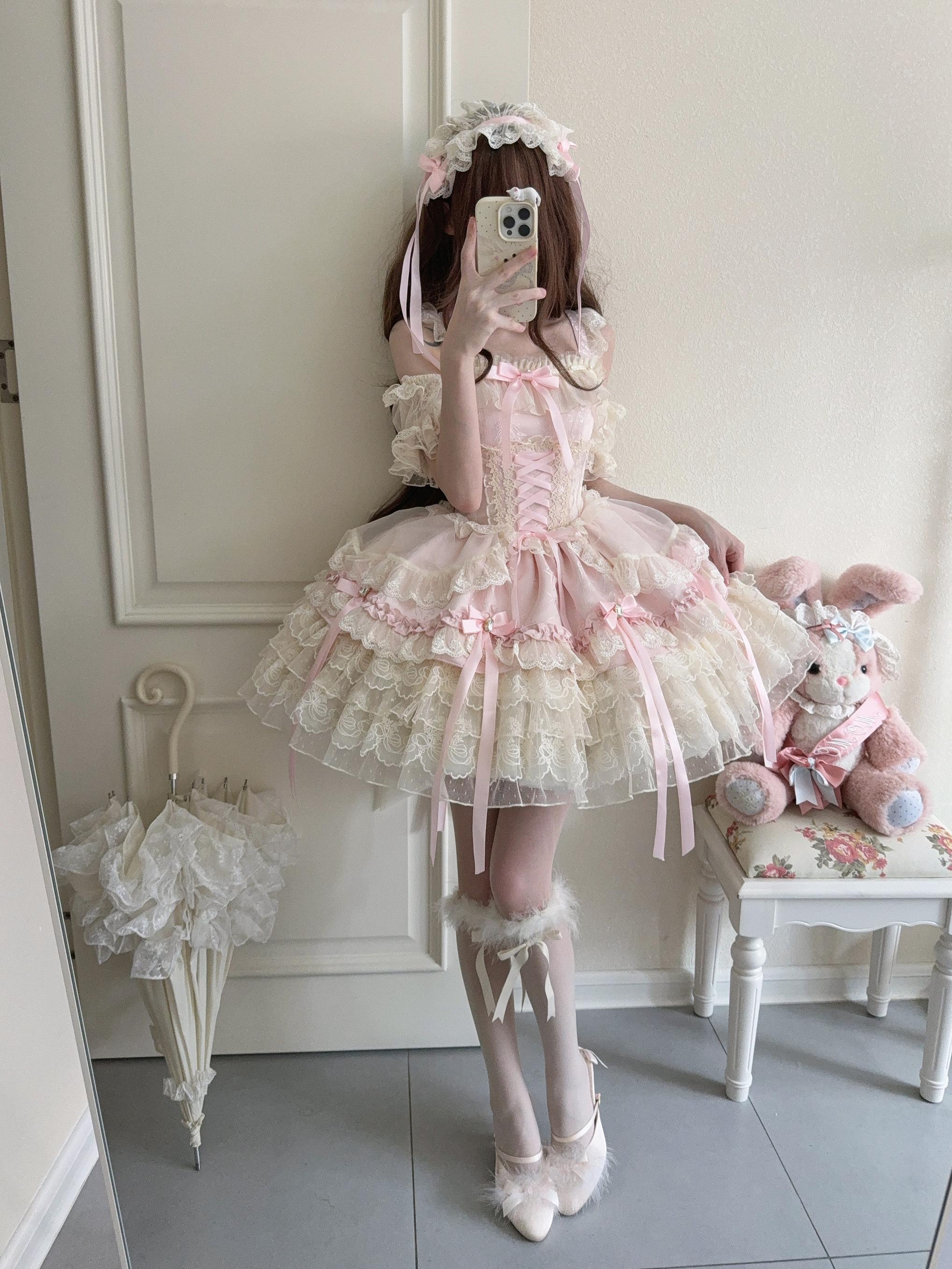 Ribbons of Love Sweet Lolita Tiered JSK Dress - image 9