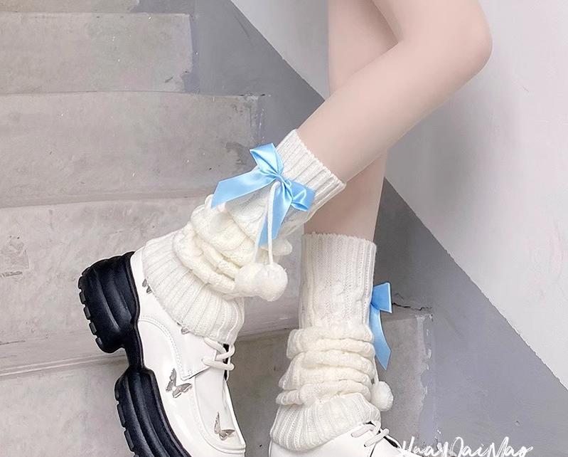 Cute Lolita Leg Warmers Winter Knitted JK Pile Socks - image 9