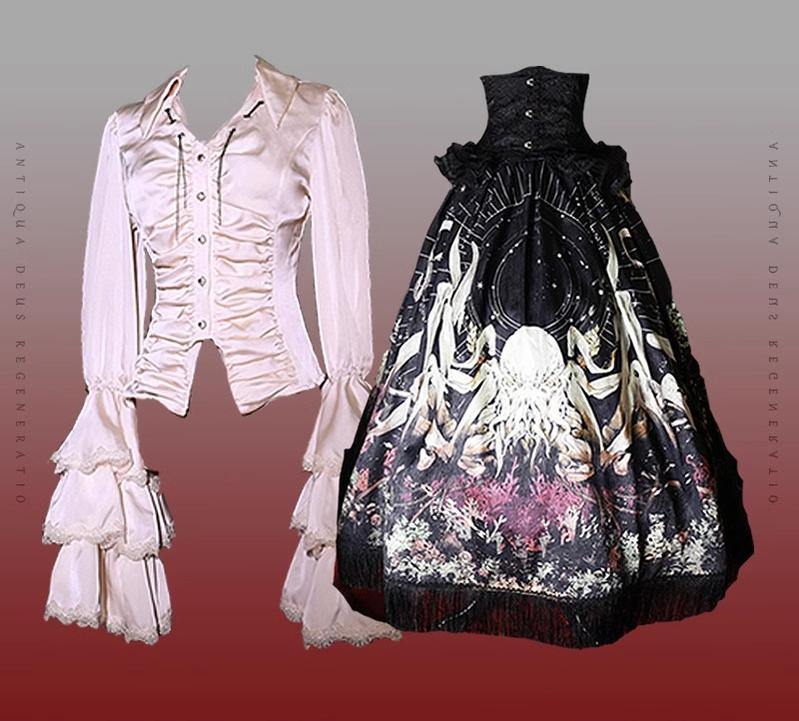 Reborn Ancient God Gothic Lolita Shirt and Skirt Set - image 41