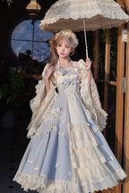 Letter Paper - Long Sweet Lolita JSK Dress in Blue - image 4