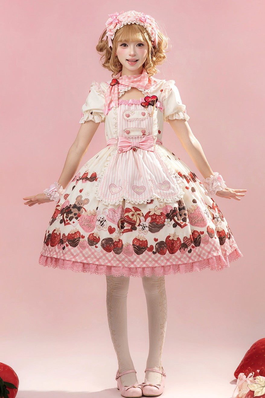 Peach Berry Charm - Sweet Lolita OP Dress and Accessories - image 3