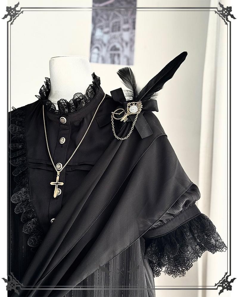 Black Moonlight - Ouji Lolita Chiffon Shirt Outfit Collection - image 21