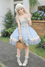 Island Diary - Square Collar Flutter Sleeves Triple-Layered Ruffled Lace-Up Sweet Lolita JSK Dress 2 Versions - image 20