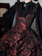 Red and Black Lace Trim JSK Gothic Lily - Miss Point - image 5