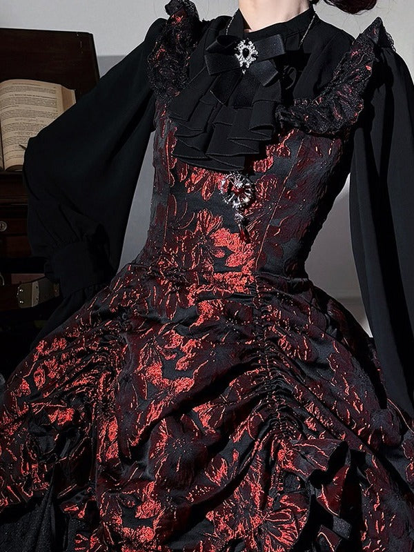 Red and Black Lace Trim JSK Gothic Lily - Miss Point - image 5