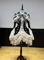 Silver Butterfly Amber - Black Gothic Lolita OP Full Set - image 6