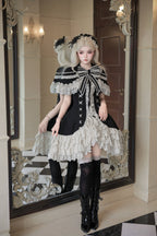 Silver Butterfly Amber - Black Gothic Lolita OP Full Set - image 9