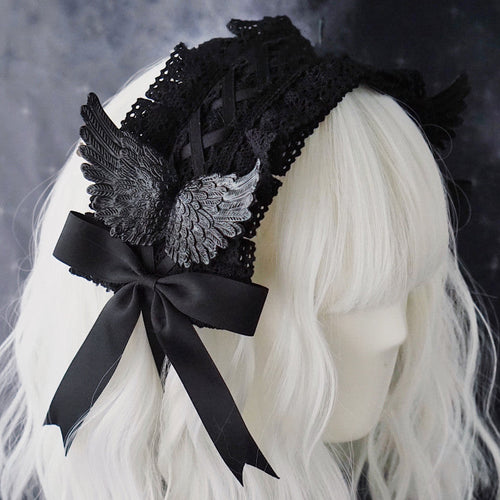 Black Wings Halloween Goth Lolita Hairband - image 1