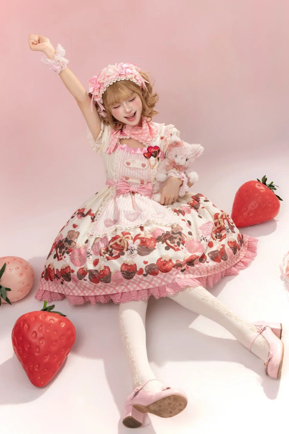 Peach Berry Charm - Sweet Lolita OP Dress and Accessories - image 2