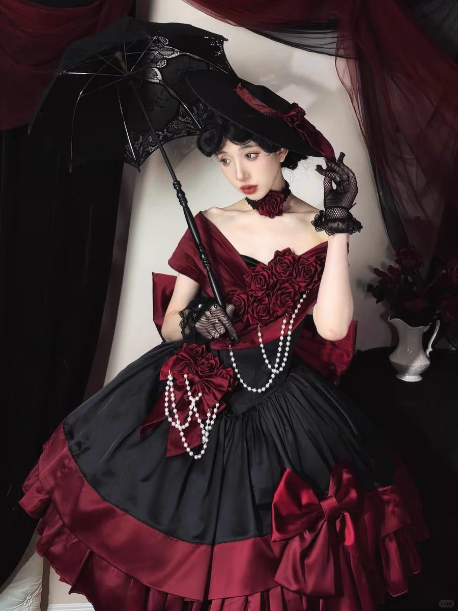 Treasure Chest Rose Lolita Red Dress - image 10