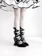 Moon Crow - Gothic Lace-Up Half-Cutout Boots - image 12