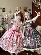 Illusion Meow Duke Pink Cat Print Sweet Lolita OP and JSK Dress and Accessories - image 3