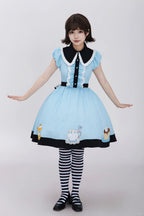 Tea Cup Meow Blue Black Cat Ear Alice Apron Sweet Lolita OP Dress - image 9