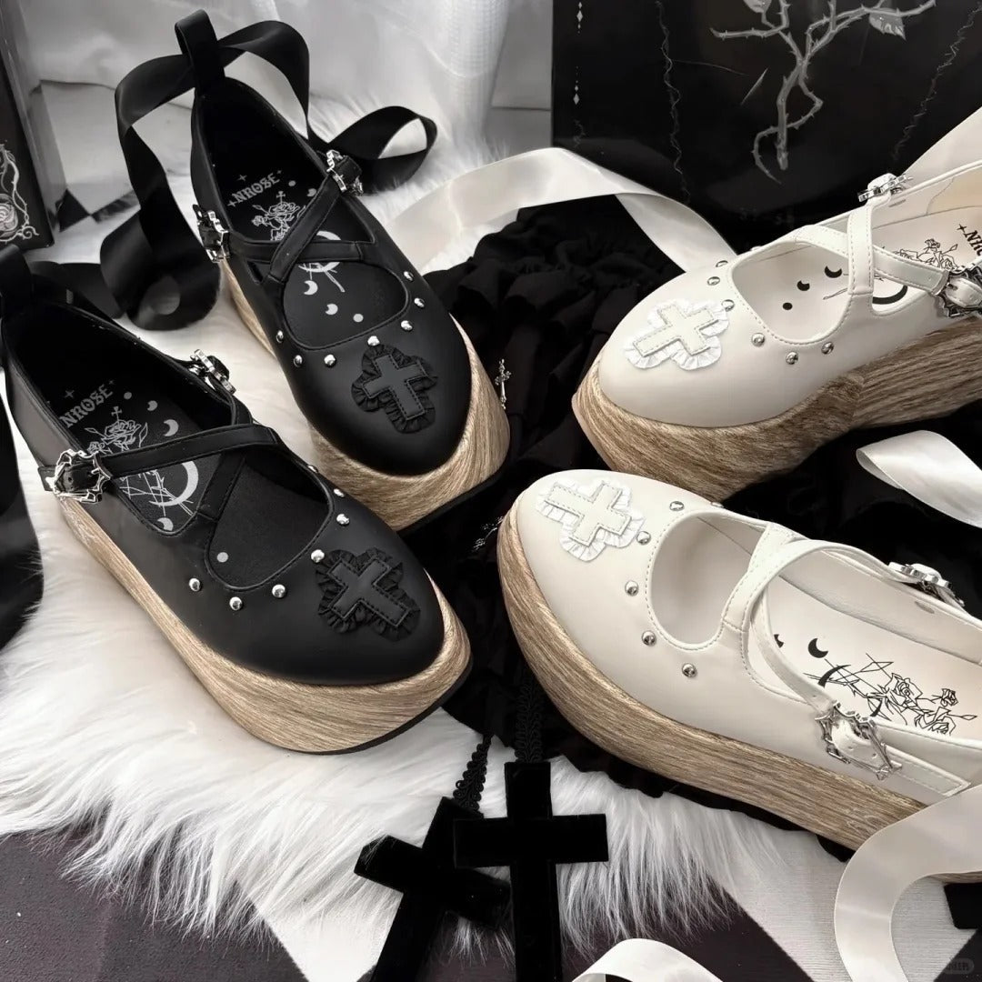 Puppet Lullaby - Gothic Cross Rocking Horse Platform Shoes - image 13