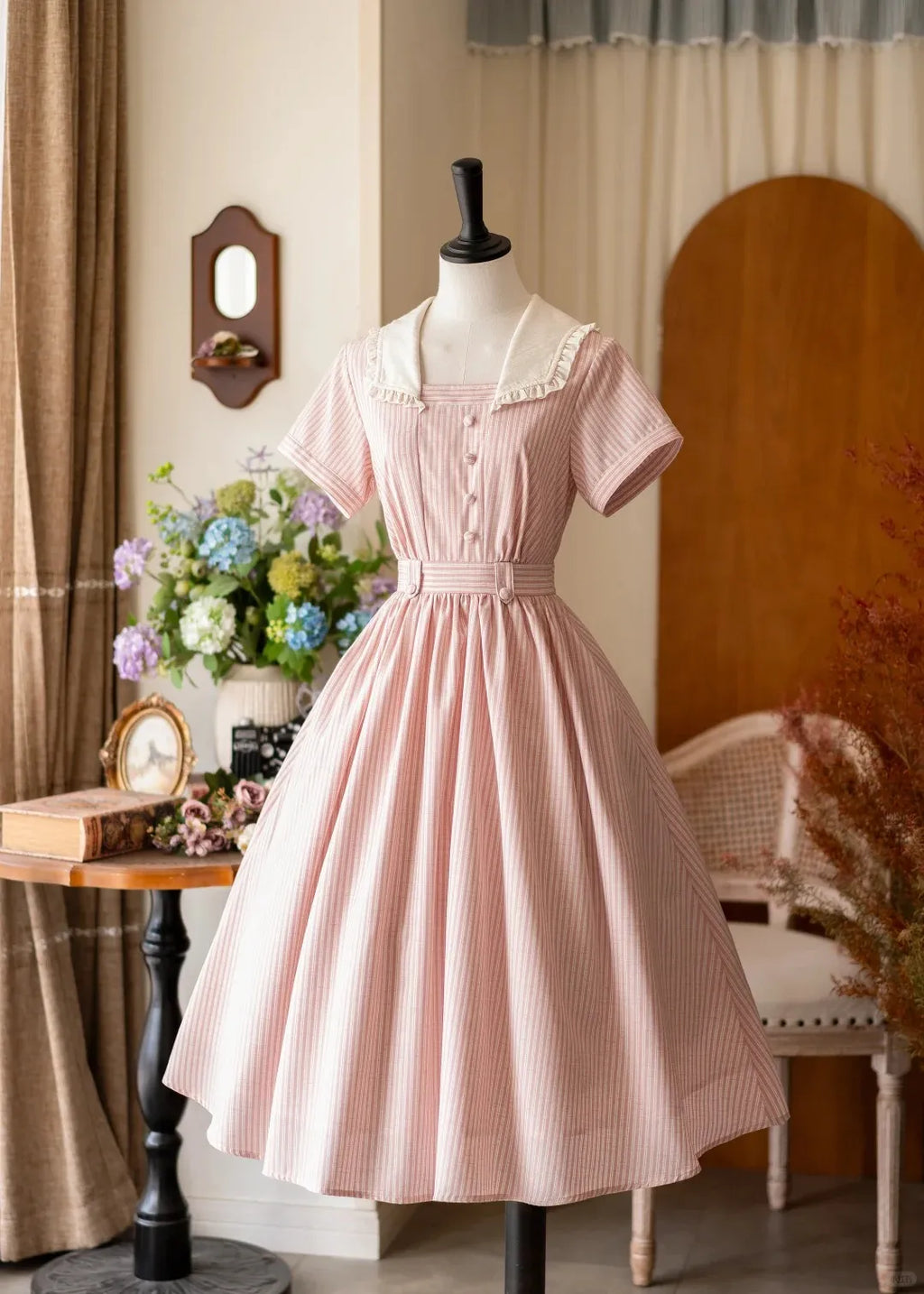French Vintage - Linen Cotton Classic Swing Dress - image 5