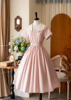 French Vintage - Linen Cotton Classic Swing Dress - image 5