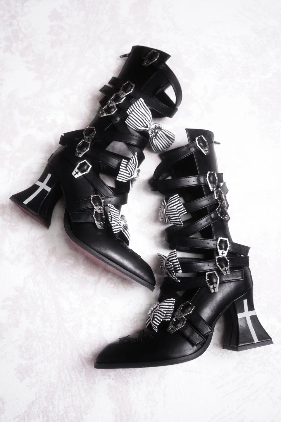Moon Crow - Gothic Lace-Up Half-Cutout Boots - image 2