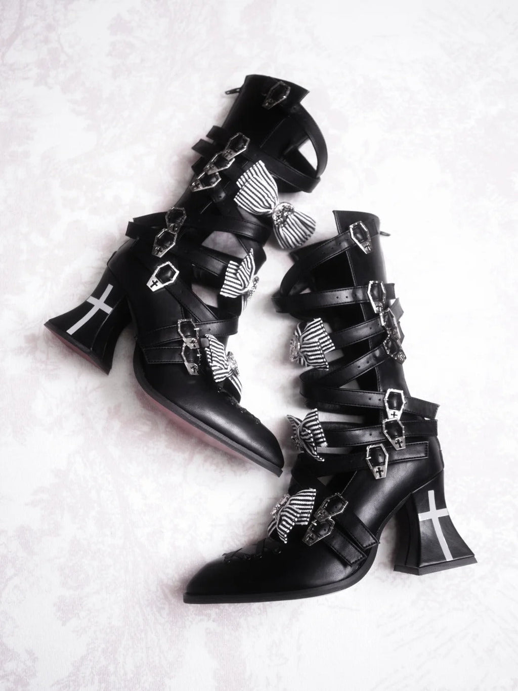 Moon Crow - Gothic Lace-Up Half-Cutout Boots - image 15