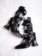 Moon Crow - Gothic Lace-Up Half-Cutout Boots - image 15