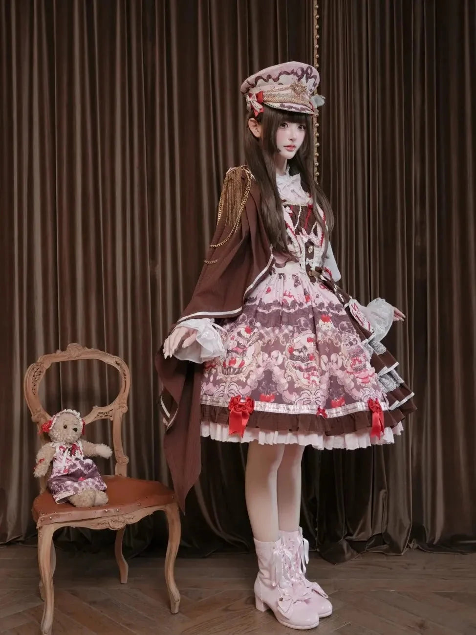 Royal Princess Chocolate Sweet Military Lolita JSK and Accessories - image 5
