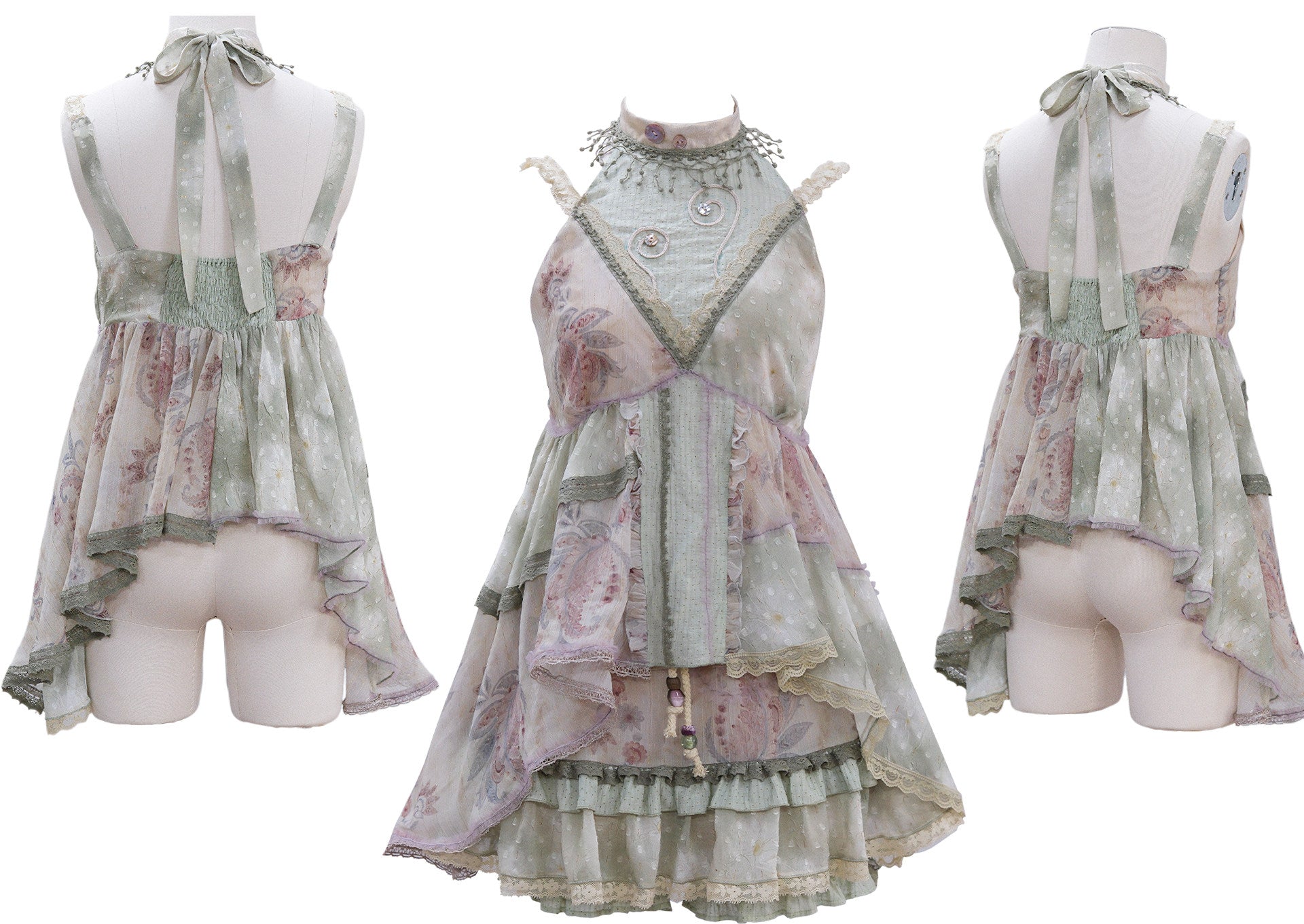Creeping Vines - Floral Halter Top and Skirt - image 7