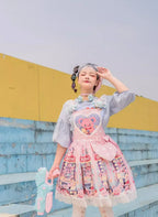 Sweetheart Doll Machine - Sweet Lolita Printed Salopette - image 4