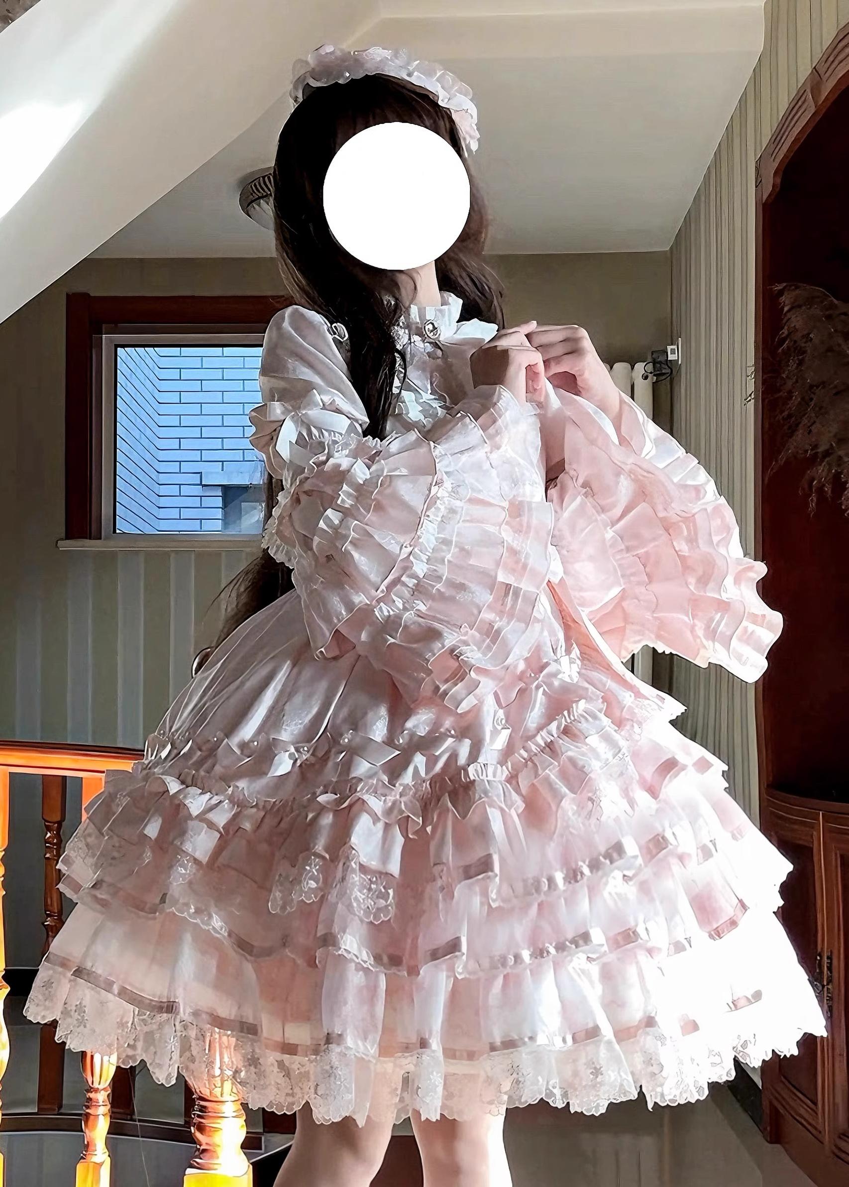 Solo Puppet Sweet Lolita OP Dress with Princess Long Sleeves - image 2