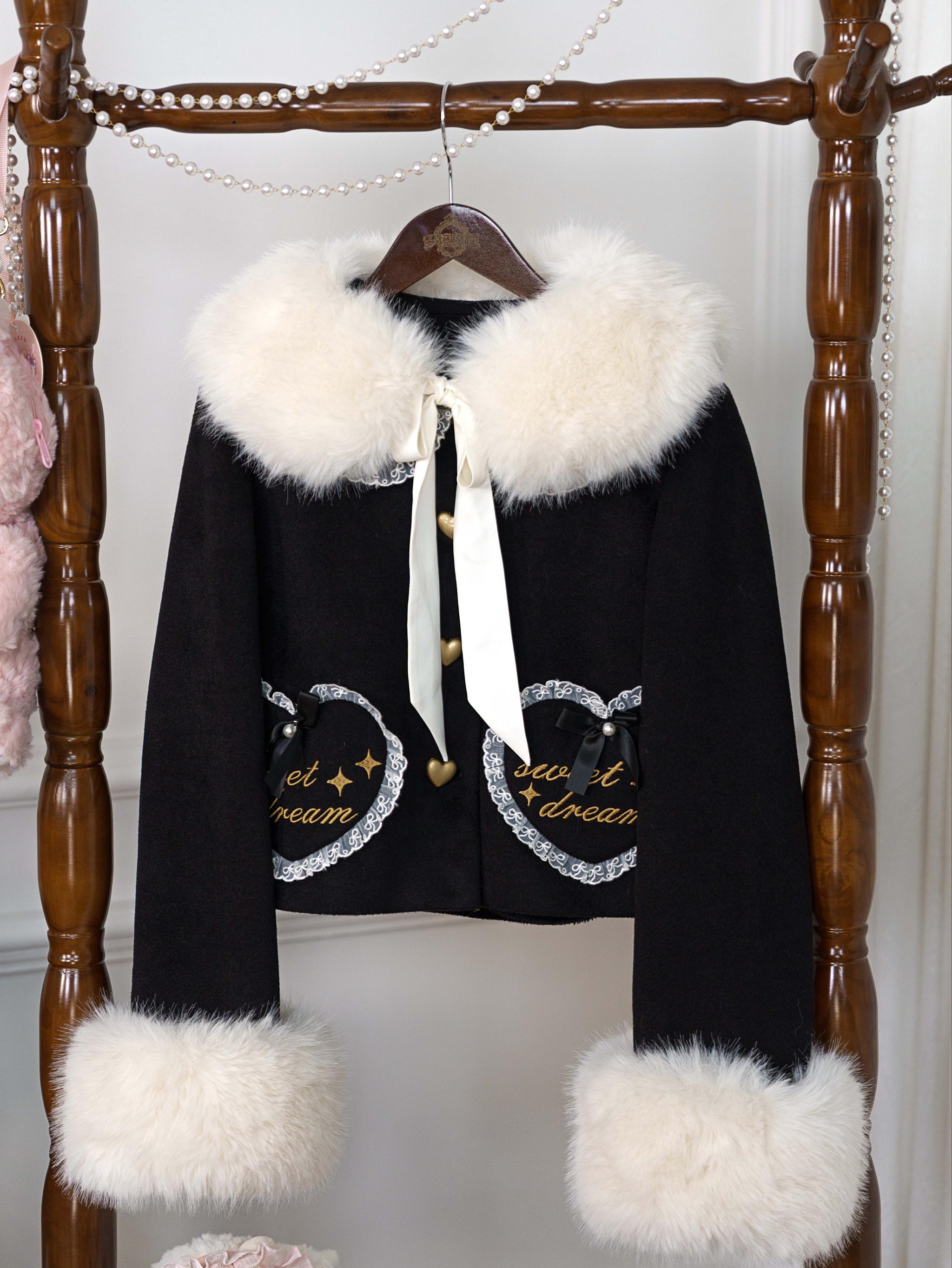 Milk Puff - Winter Fleece-Lined Sweet Lolita Coat, Detachable Collar Collection - image 7