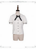 White Short Puff Sleeve Blouse for Lolita - iris de nuit - image 1