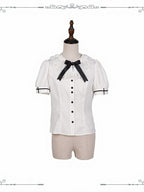 White Short Puff Sleeve Blouse for Lolita - iris de nuit - image 1