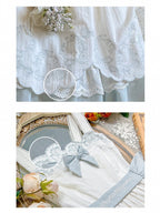 White and Blue Lace-Trim JSK Dress with Bow and Belt - image 4