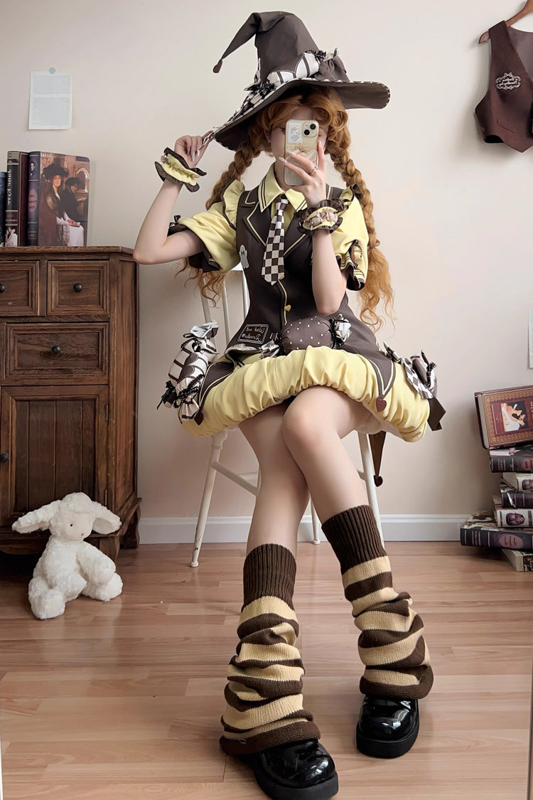 Witch and Paradise - Short Sleeves Ruffle Bowknot Sweet Japanese Halloween Lolita Dress Vest Set - image 14