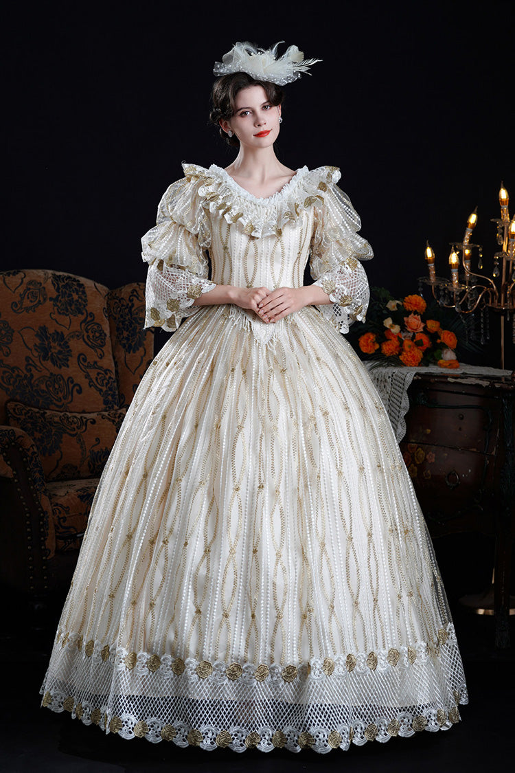 Champagne Palace Classic Victorian Lolita Puff-Sleeve Dress - image 1