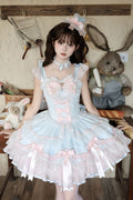 Blue Candy Satin Ballet Sweet Lolita JSK Dress - image 1