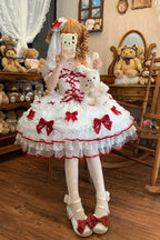 Sweetheart - Sweet Lolita JSK Dress in White and Red - image 6