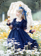 Whisper of Stars - Vintage Lolita Black OP Dress, Constellation-Themed - image 26