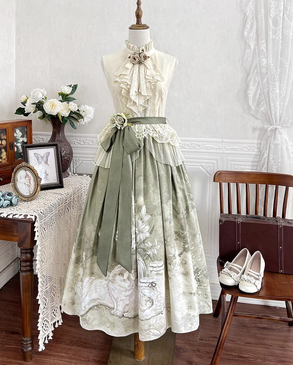 Morning Moments - Summer Lolita-inspired Chinese-style Skirt Set - image 1