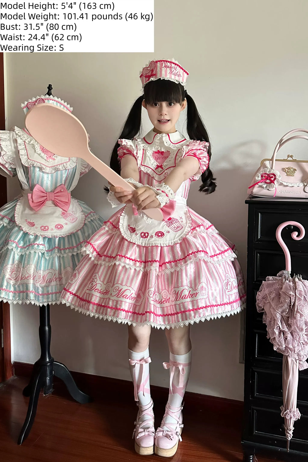 Sweet Butler - Maid Lolita Striped OP Dress, Embroidered Collar - image 12