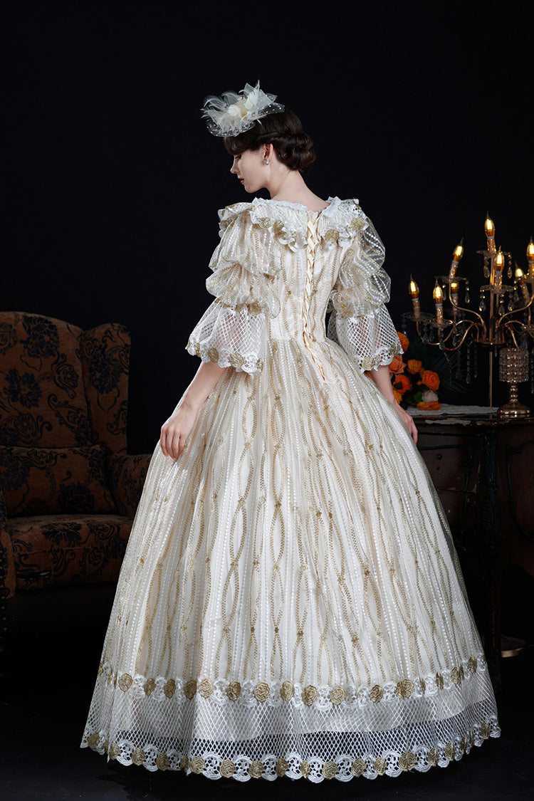 Champagne Palace Classic Victorian Lolita Puff-Sleeve Dress - image 3