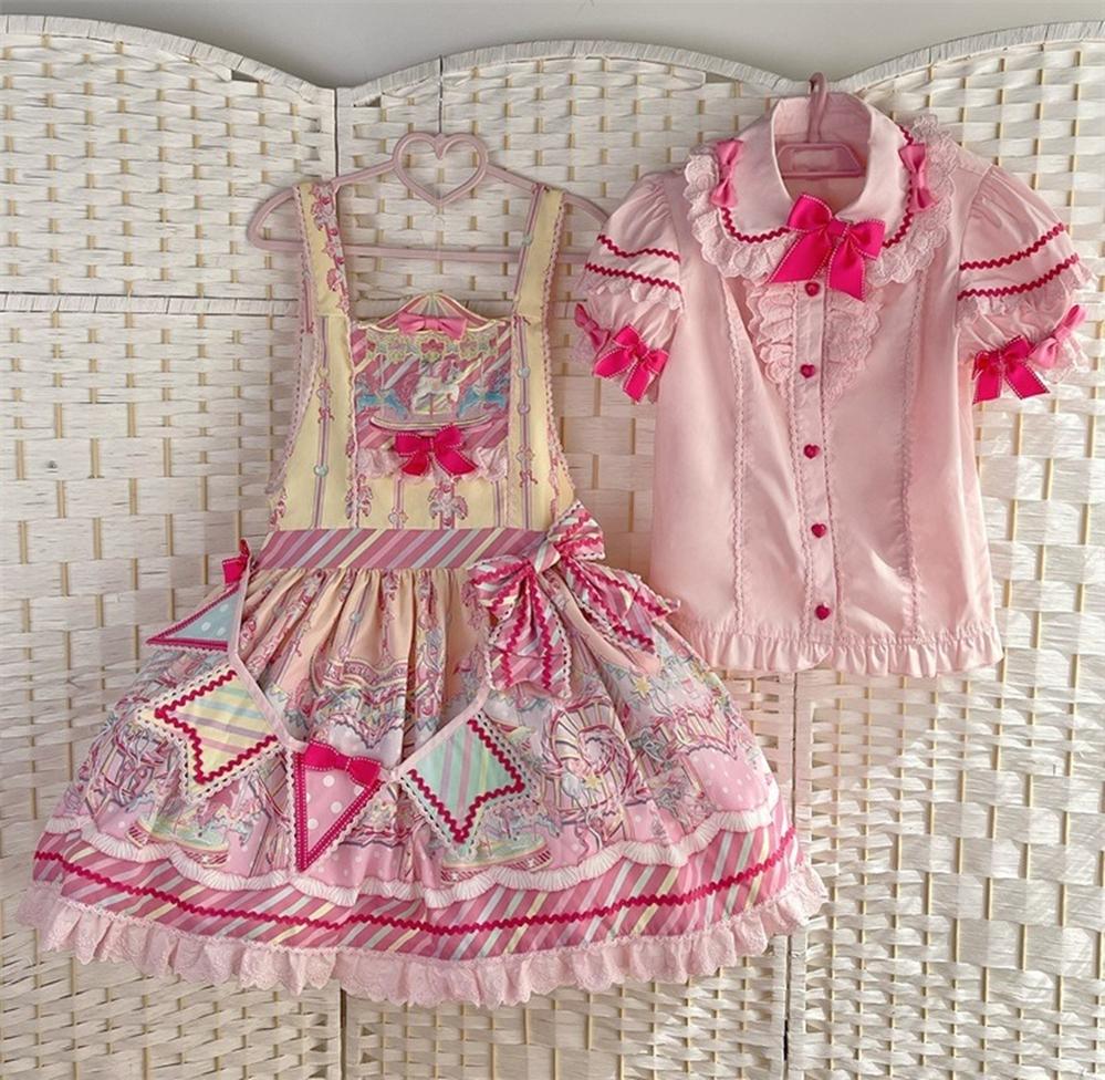 Candy Park - Sweet Lolita Carnival Print JSK, Salopette and Accessories - image 24